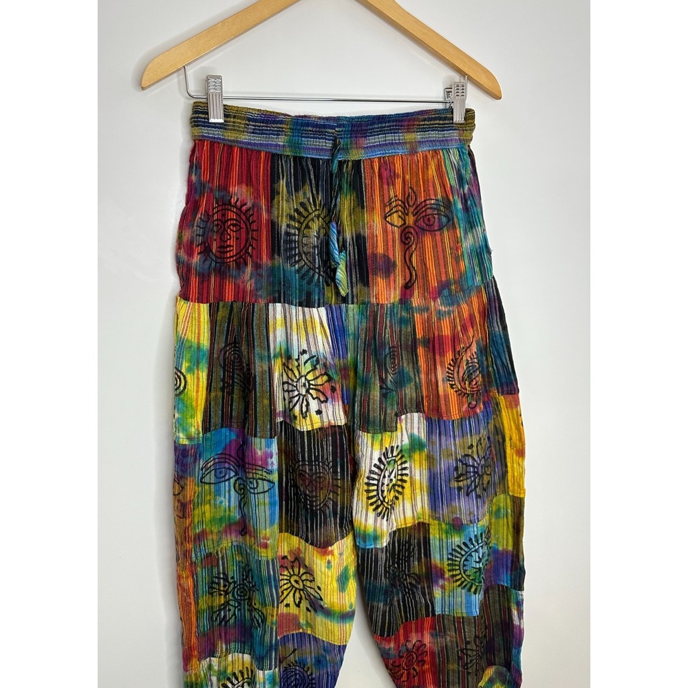 Rising International Patchwork Harem Pants Boho Hippie Festival Nepal Medium - Picture 5 of 11